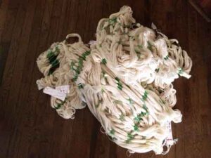 Ikat-tied yarn pile